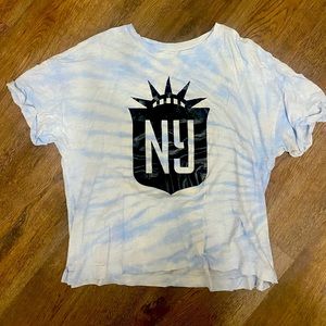 Gotham fc cropped white and blue shirt